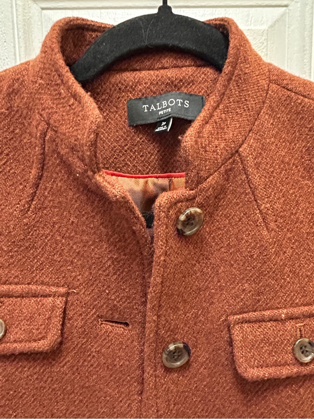 Talbots Rust Wool-Blend Pea Coat